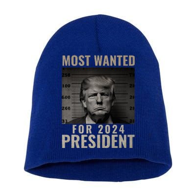 Most Wanted Funny Trump 2024 Mugshot For President Short Acrylic Beanie