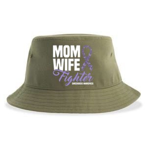 Mom Wife Fighter Purple Ribbon Sarcoidosis Awareness Gift Sustainable Bucket Hat