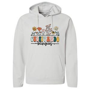 Maestra Wild Flowers Cultivando Bilingues Spanish Teacher Performance Fleece Hoodie