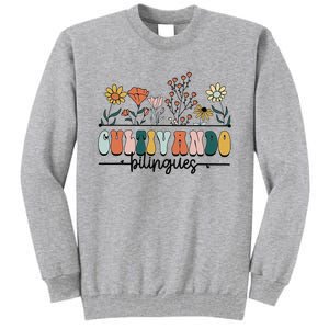 Maestra Wild Flowers Cultivando Bilingues Spanish Teacher Tall Sweatshirt