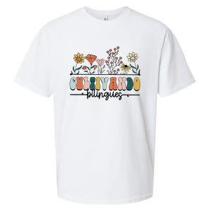 Maestra Wild Flowers Cultivando Bilingues Spanish Teacher Sueded Cloud Jersey T-Shirt