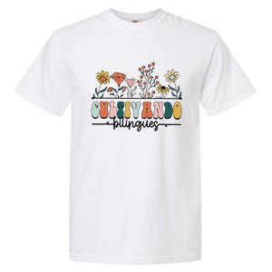 Maestra Wild Flowers Cultivando Bilingues Spanish Teacher Garment-Dyed Heavyweight T-Shirt