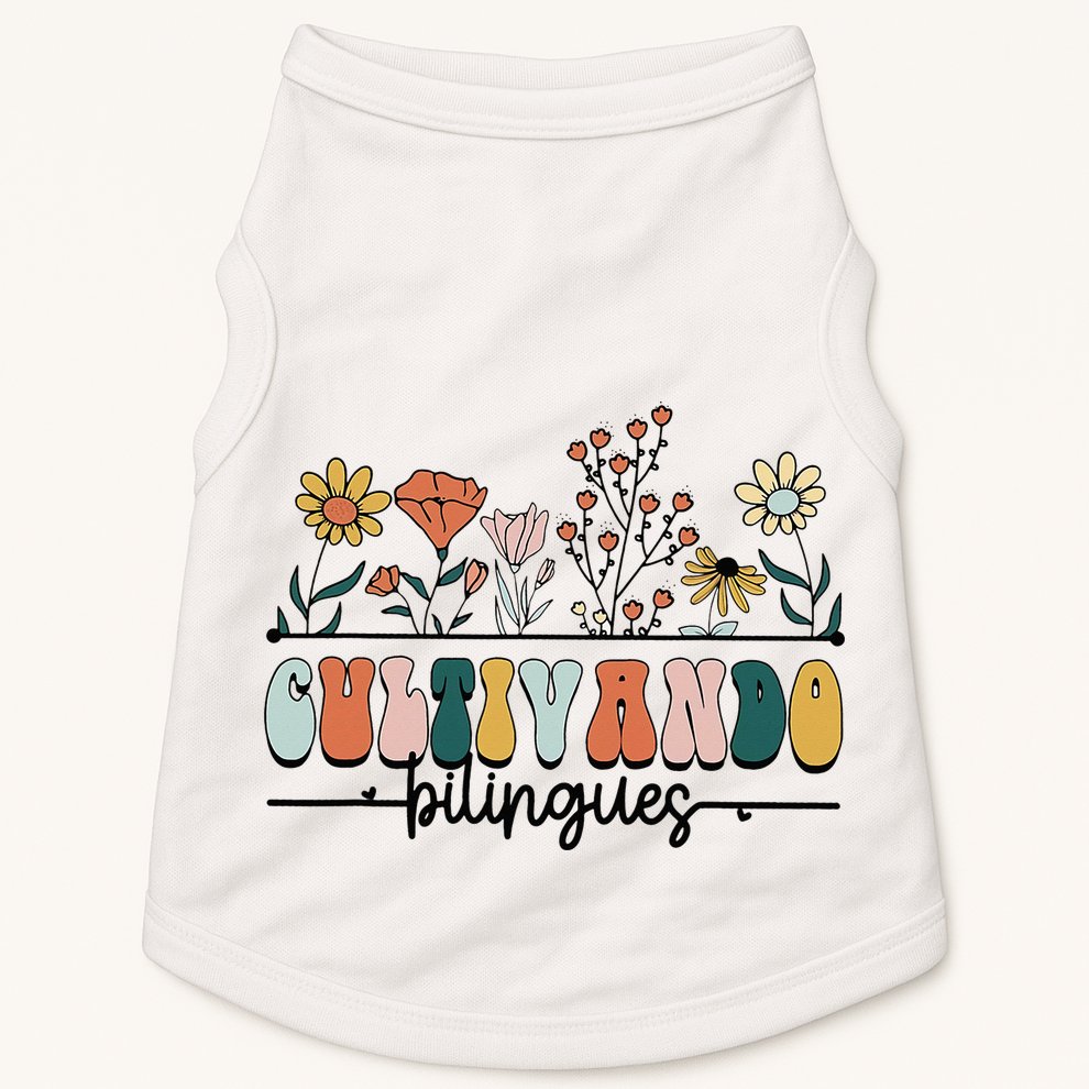 Maestra Wild Flowers Cultivando Bilingues Spanish Teacher Doggie Tank