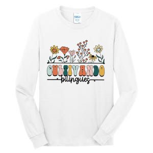 Maestra Wild Flowers Cultivando Bilingues Spanish Teacher Tall Long Sleeve T-Shirt