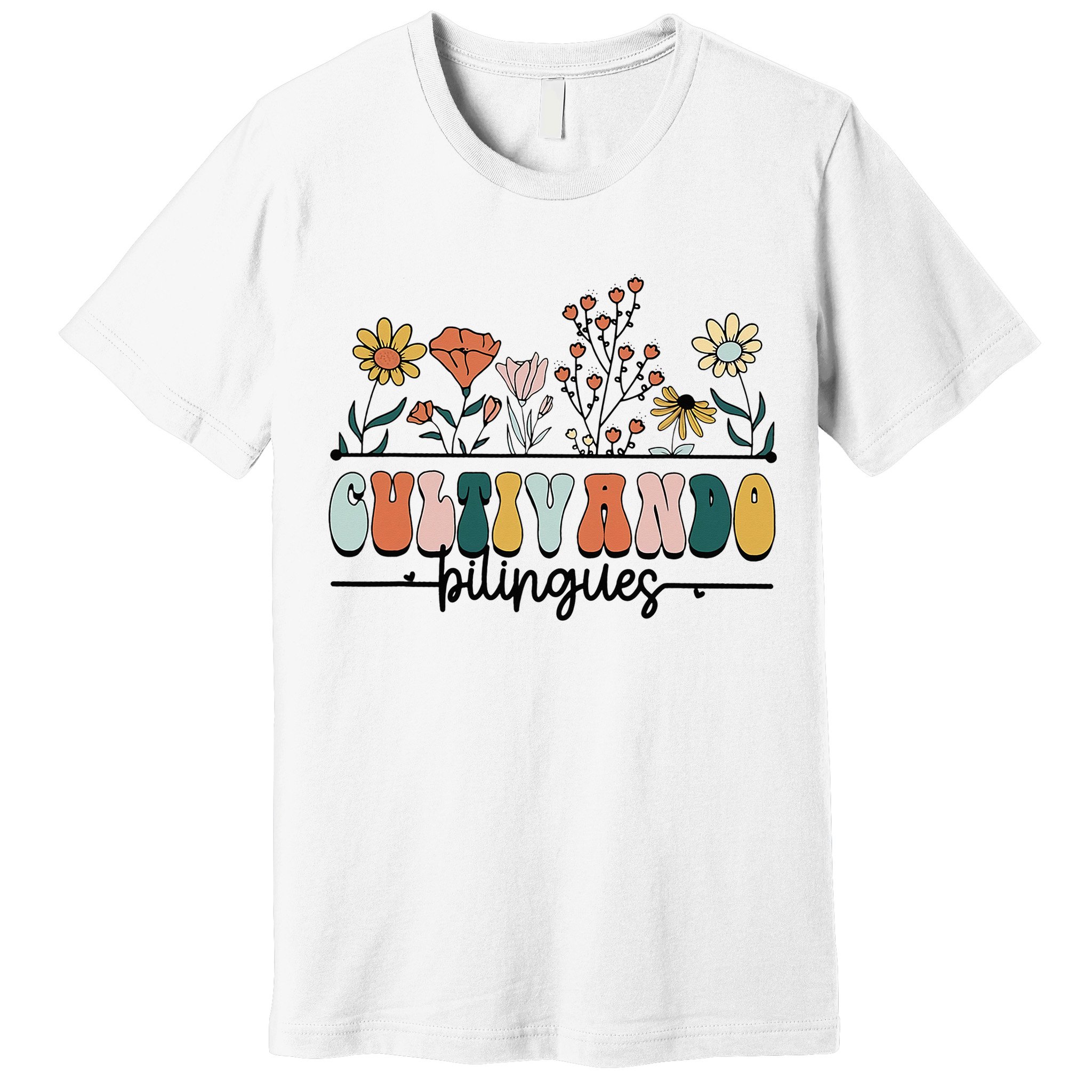 Maestra Wild Flowers Cultivando Bilingues Spanish Teacher Premium T-Shirt