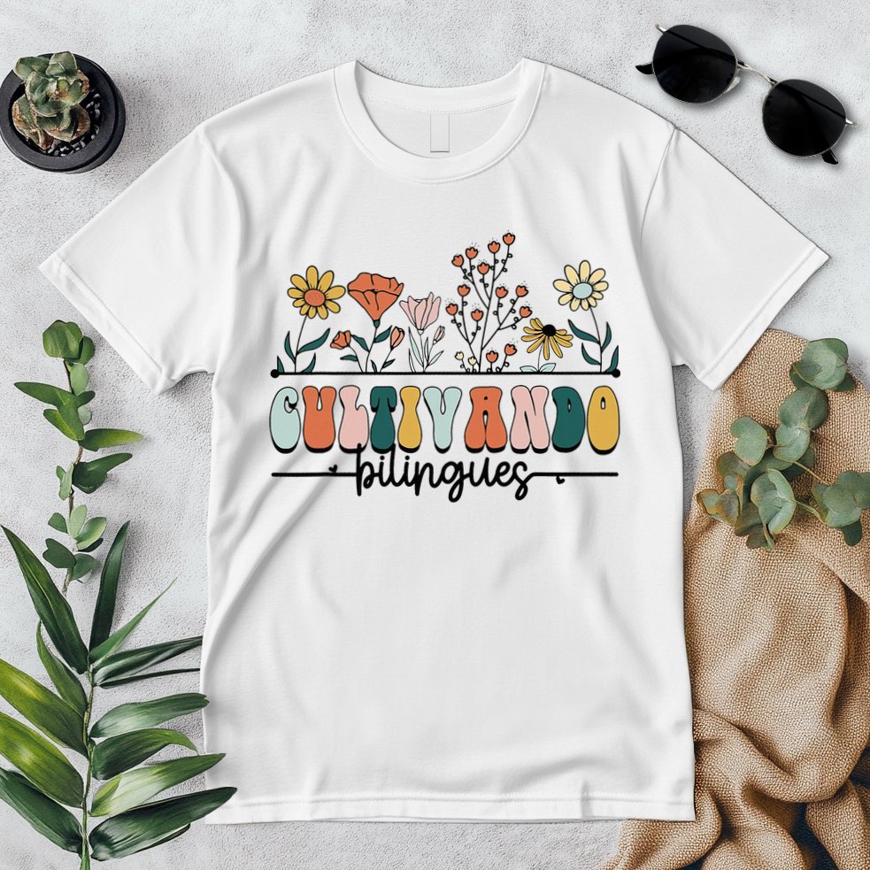 Maestra Wild Flowers Cultivando Bilingues Spanish Teacher Premium T-Shirt