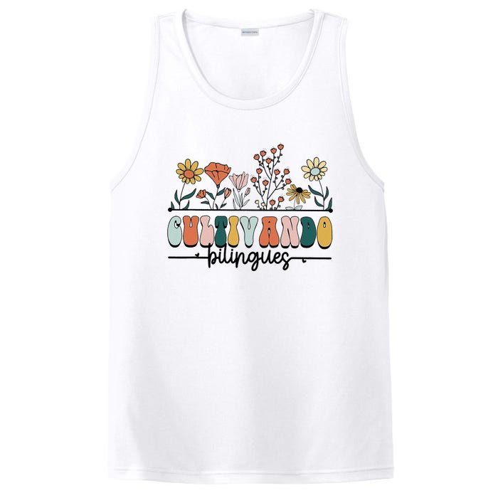 Maestra Wild Flowers Cultivando Bilingues Spanish Teacher PosiCharge Competitor Tank