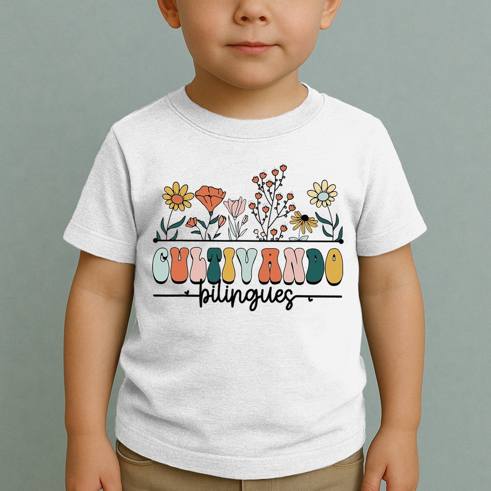 Maestra Wild Flowers Cultivando Bilingues Spanish Teacher Toddler T-Shirt