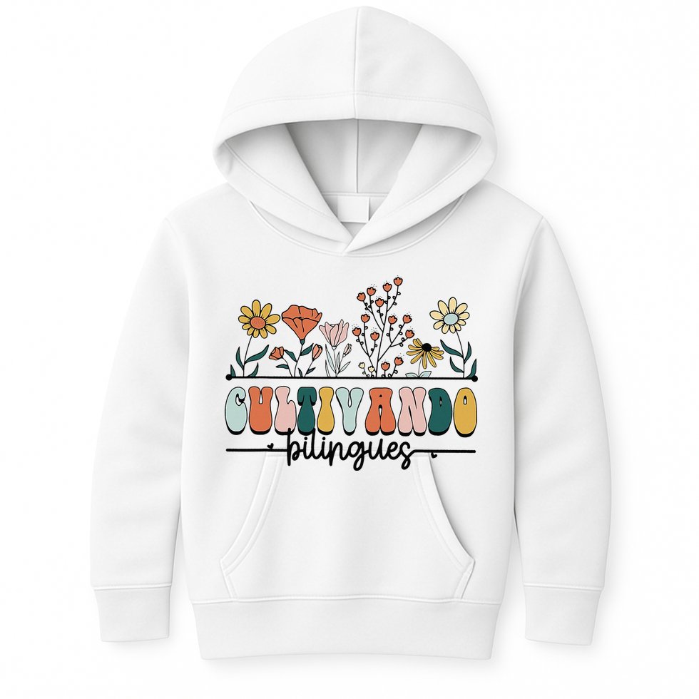 Maestra Wild Flowers Cultivando Bilingues Spanish Teacher Kids Hoodie