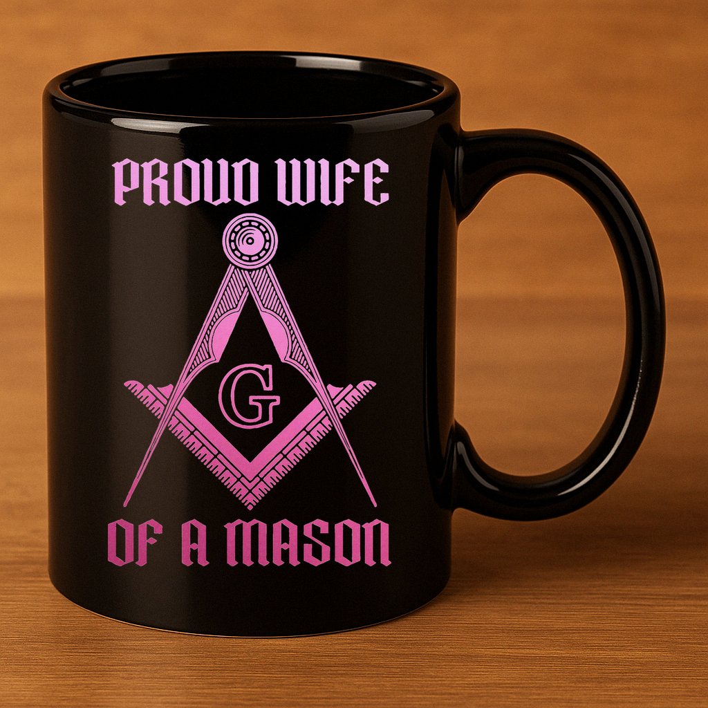 Mason Wife Freemason Masonic Symbol Square & Compass Shriner 11oz C Handle Ceramic Mug