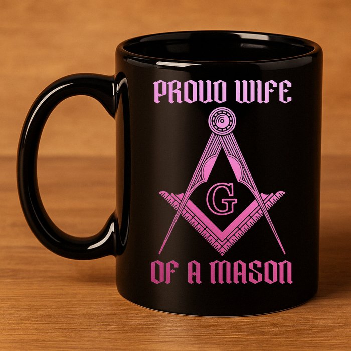Mason Wife Freemason Masonic Symbol Square & Compass Shriner 11oz C Handle Ceramic Mug