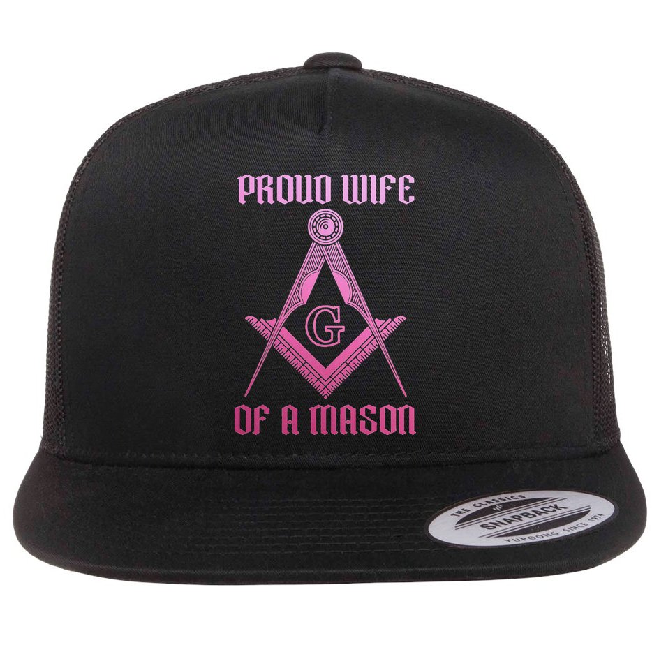 Mason Wife Freemason Masonic Symbol Square & Compass Shriner Flat Bill Trucker Hat