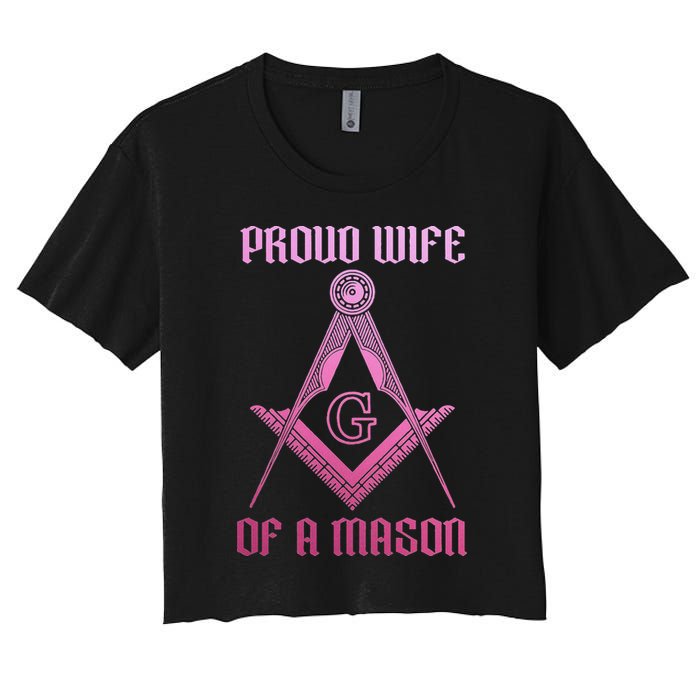 Mason Wife Freemason Masonic Symbol Square & Compass Shriner Women's Crop Top Tee