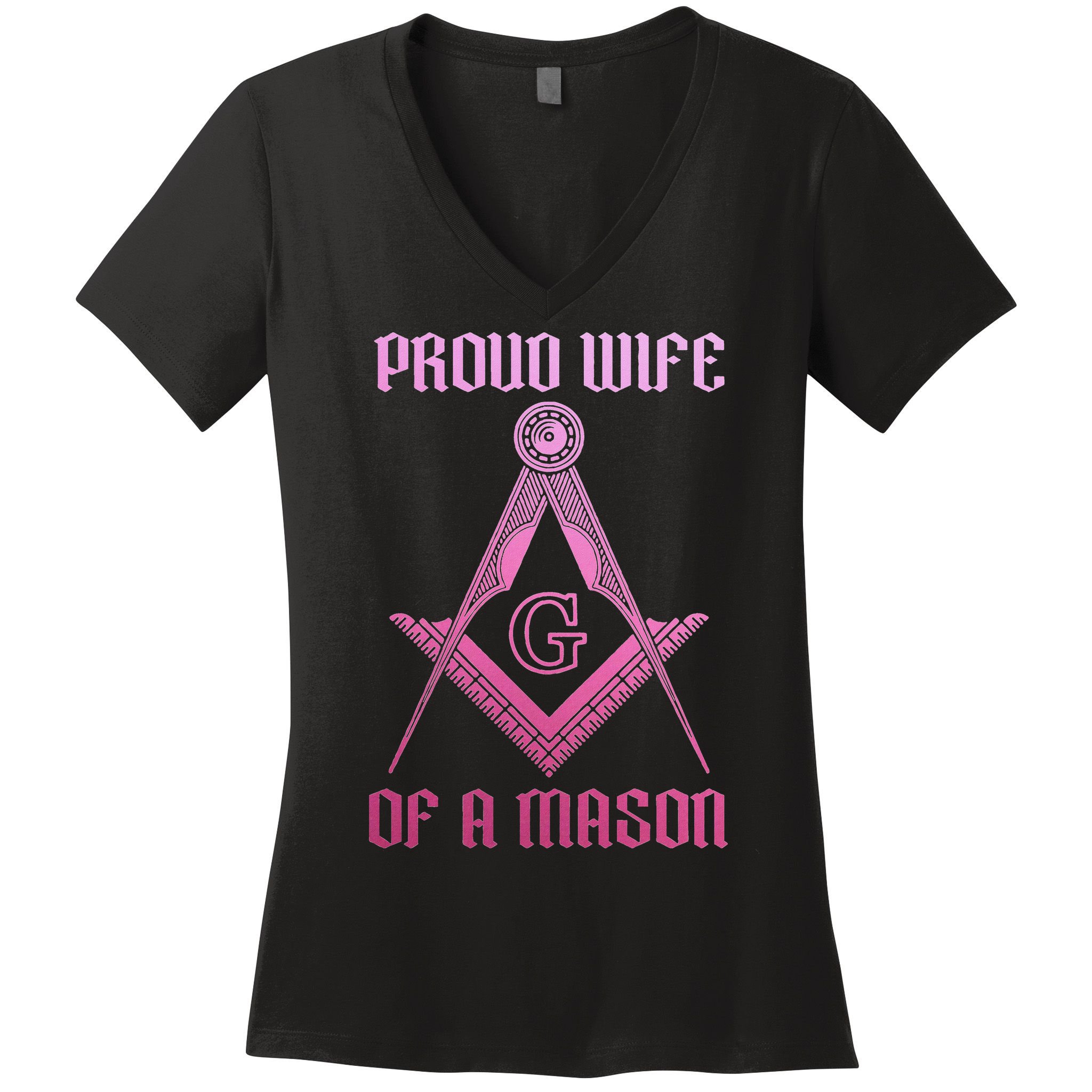 Mason Wife Freemason Masonic Symbol Square & Compass Shriner Women's V-Neck T-Shirt