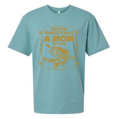 Mom With Fishing Skills Best Fishing Mom Angling Gift Sueded Cloud Jersey T-Shirt