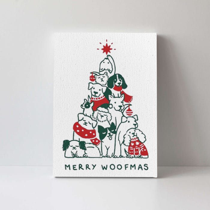 Merry Woofmas Funny Dogs Christmas Tree Xmas Gift Canvas