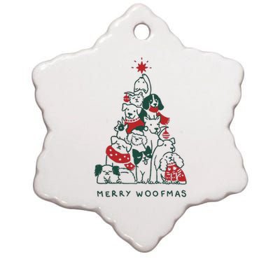 Merry Woofmas Funny Dogs Christmas Tree Xmas Gift Ceramic Star Ornament