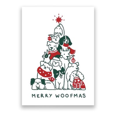 Merry Woofmas Funny Dogs Christmas Tree Xmas Gift Poster