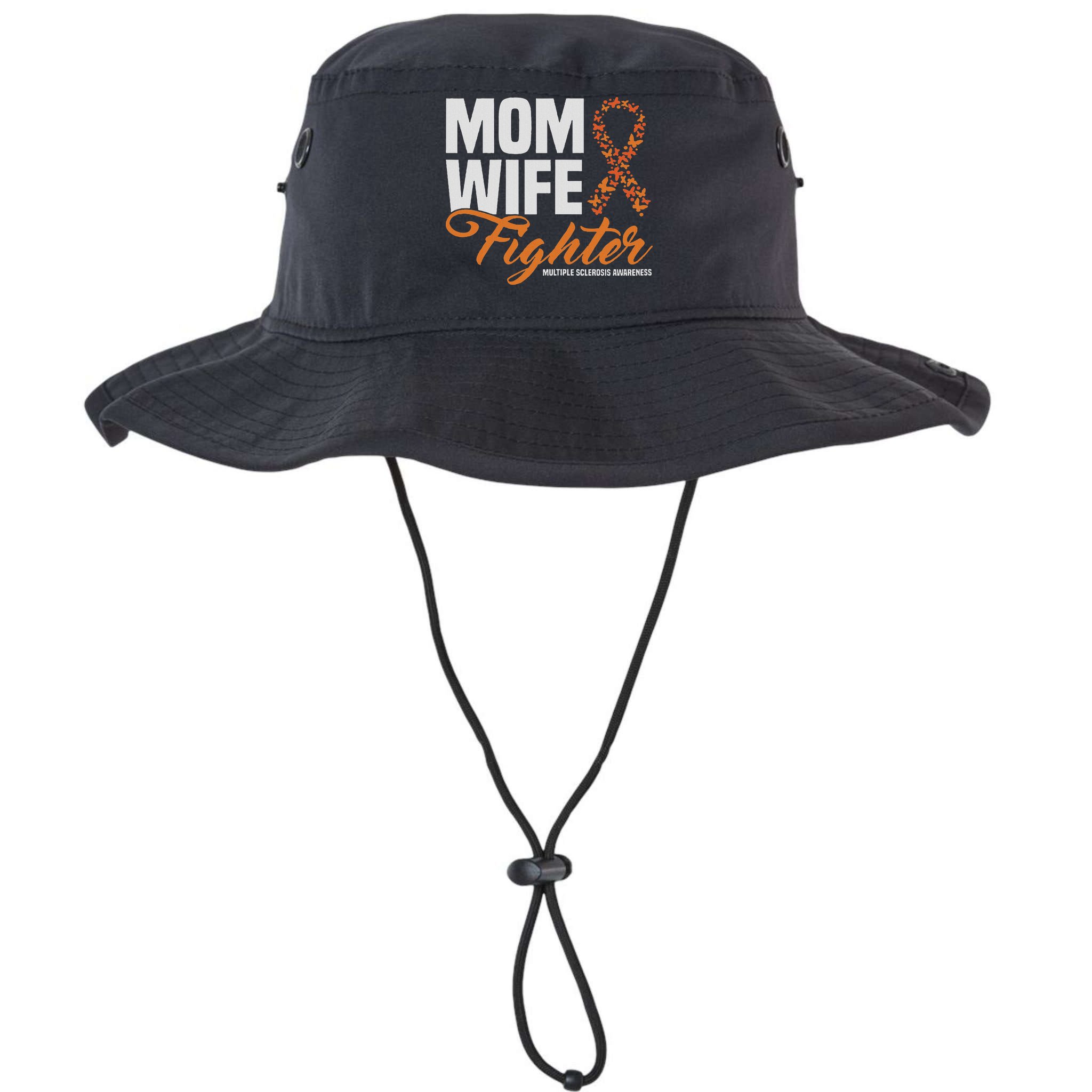 Mom Wife Fighter Orange Ribbon Multiple Sclerosis Awareness Bucket Hat