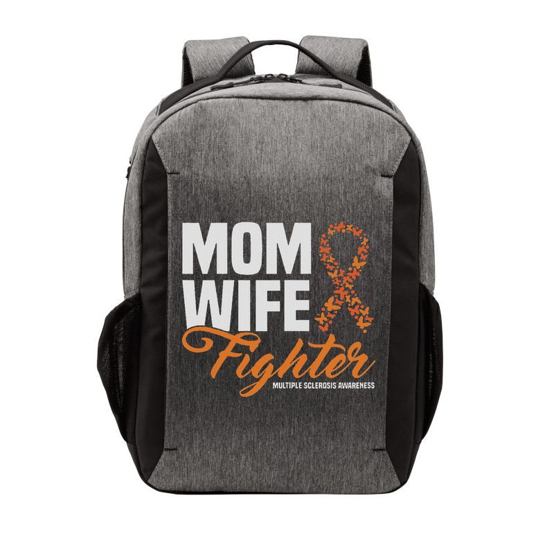 Mom Wife Fighter Orange Ribbon Multiple Sclerosis Awareness Vector Backpack