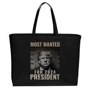 Most Wanted Funny Trump 2024 Mugshot For President Cotton Canvas Jumbo Tote