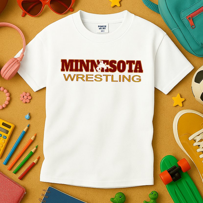 Minnesota Wrestling Freestyle Wrestler State Pride Mn Kids T-Shirt