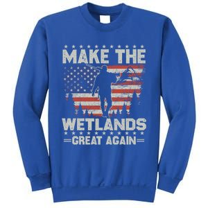 Make Wetlands Great Again Funny Gift Usa Flag Wildlife Coyote Hunters Gift Sweatshirt