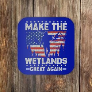 Make Wetlands Great Again Funny Gift Usa Flag Wildlife Coyote Hunters Gift Coaster