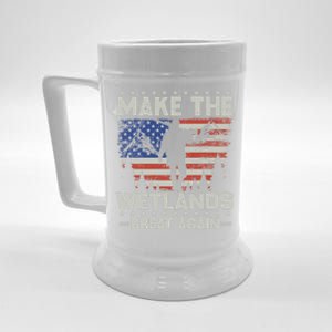 Make Wetlands Great Again Funny Gift Usa Flag Wildlife Coyote Hunters Gift Beer Stein