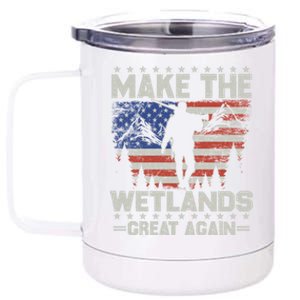 Make Wetlands Great Again Funny Gift Usa Flag Wildlife Coyote Hunters Gift 12 oz Stainless Steel Tumbler Cup