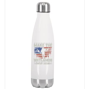 Make Wetlands Great Again Funny Gift Usa Flag Wildlife Coyote Hunters Gift Stainless Steel Insulated Water Bottle