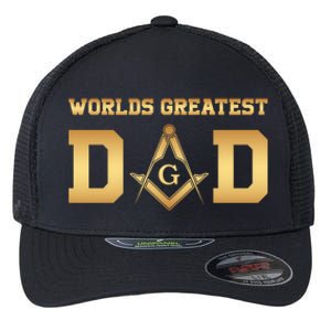 Masonic Worlds Greatest Dad Fathers Day Gift Freemason Gift Flexfit Unipanel Trucker Cap