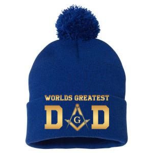 Masonic Worlds Greatest Dad Fathers Day Gift Freemason Gift Pom Pom 12in Knit Beanie