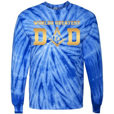 Masonic Worlds Greatest Dad Fathers Day Gift Freemason Gift Tie-Dye Long Sleeve Shirt