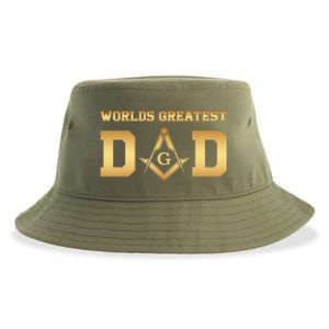 Masonic Worlds Greatest Dad Fathers Day Gift Freemason Gift Sustainable Bucket Hat