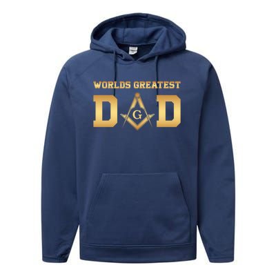 Masonic Worlds Greatest Dad Fathers Day Gift Freemason Gift Performance Fleece Hoodie