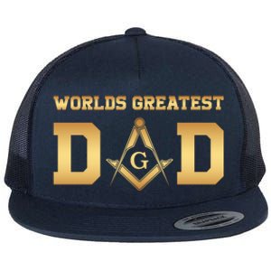 Masonic Worlds Greatest Dad Fathers Day Gift Freemason Gift Flat Bill Trucker Hat