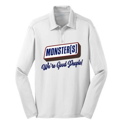 Monsters WeRe Good People! Funny Candy Chocolate Bar Silk Touch Performance Long Sleeve Polo