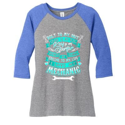 Mechanics Wife Gift Friend Auto Diesel Mechanic Gift Women's Tri-Blend 3/4-Sleeve Raglan Shirt