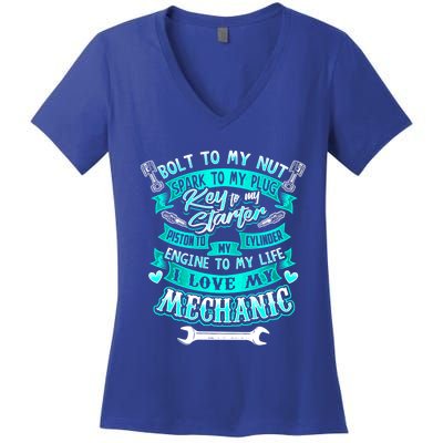 Mechanics Wife Gift Friend Auto Diesel Mechanic Gift Women's V-Neck T-Shirt