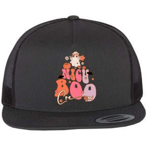 Men Women Groovy Ghost Nicu Boo Crew Halloween Cute Boo Gift Flat Bill Trucker Hat