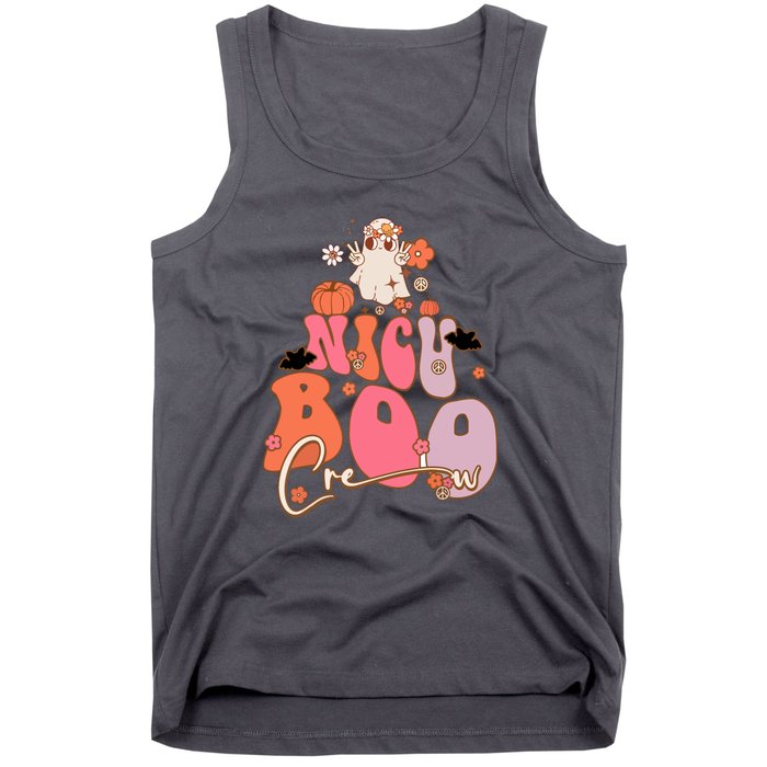 Men Women Groovy Ghost Nicu Boo Crew Halloween Cute Boo Gift Tank Top