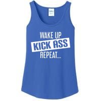 Motivational Workout Gift Wake Up Kick Ass Repeat Gift Ladies Essential Tank