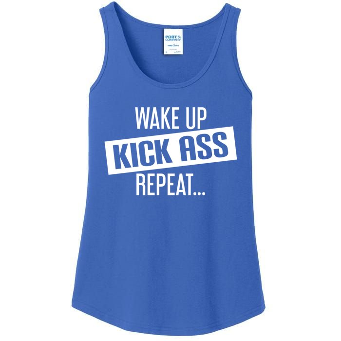 Motivational Workout Gift Wake Up Kick Ass Repeat Gift Ladies Essential Tank