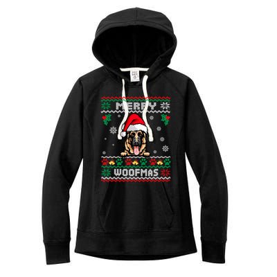 Merry Woofmas Ger Shepherd Dog Christmas Funny Ugly Xmas Funny Gift Women's Fleece Hoodie