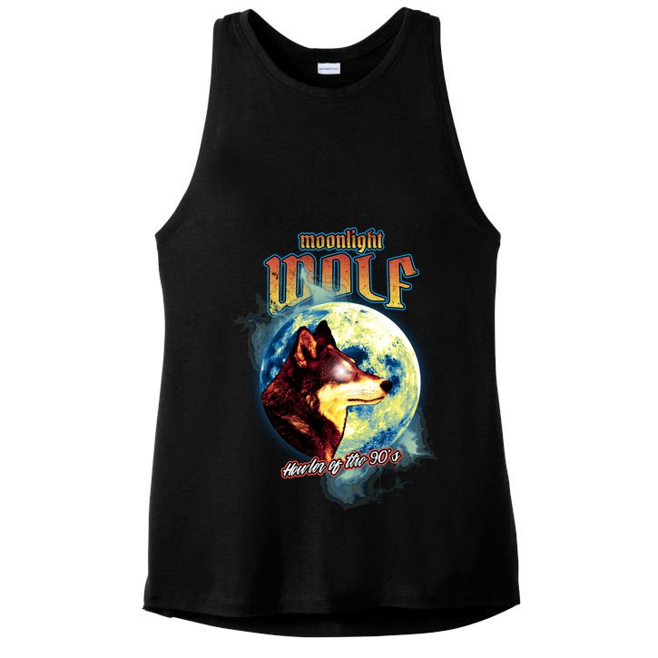 Moonlight Wolf Howler Of The 90s Ladies PosiCharge Tri-Blend Wicking Tank