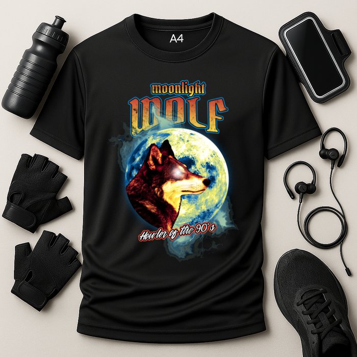 Moonlight Wolf Howler Of The 90s Cooling Performance Crew T-Shirt