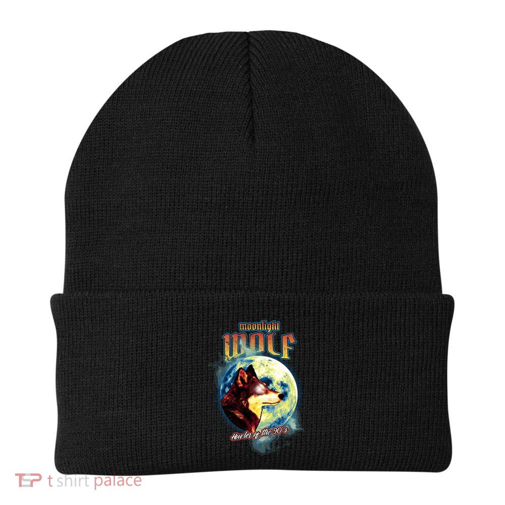 Moonlight Wolf Howler Of The 90s Knit Cap Winter Beanie