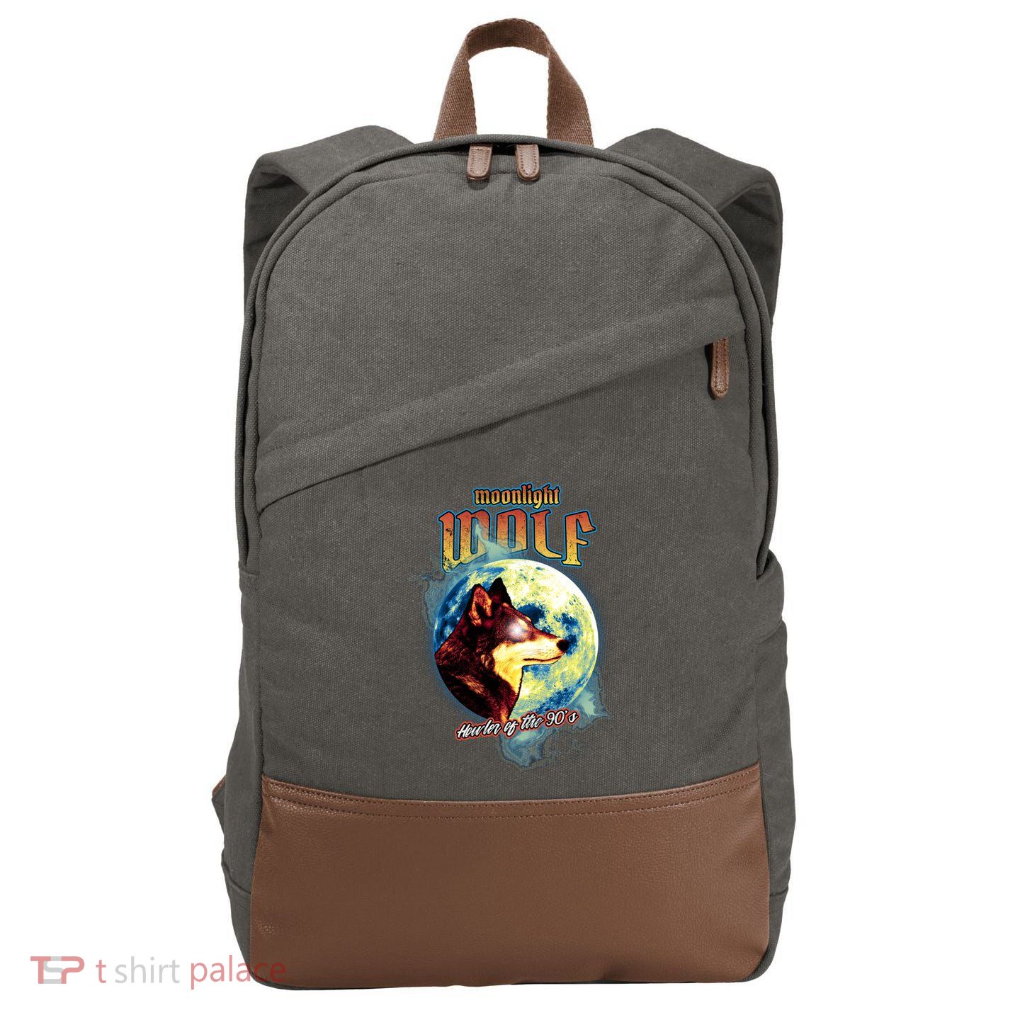 Moonlight Wolf Howler Of The 90s Cotton Canvas Backpack