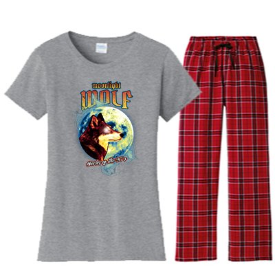 Moonlight Wolf Howler Of The 90s Women's Flannel Pajama Set